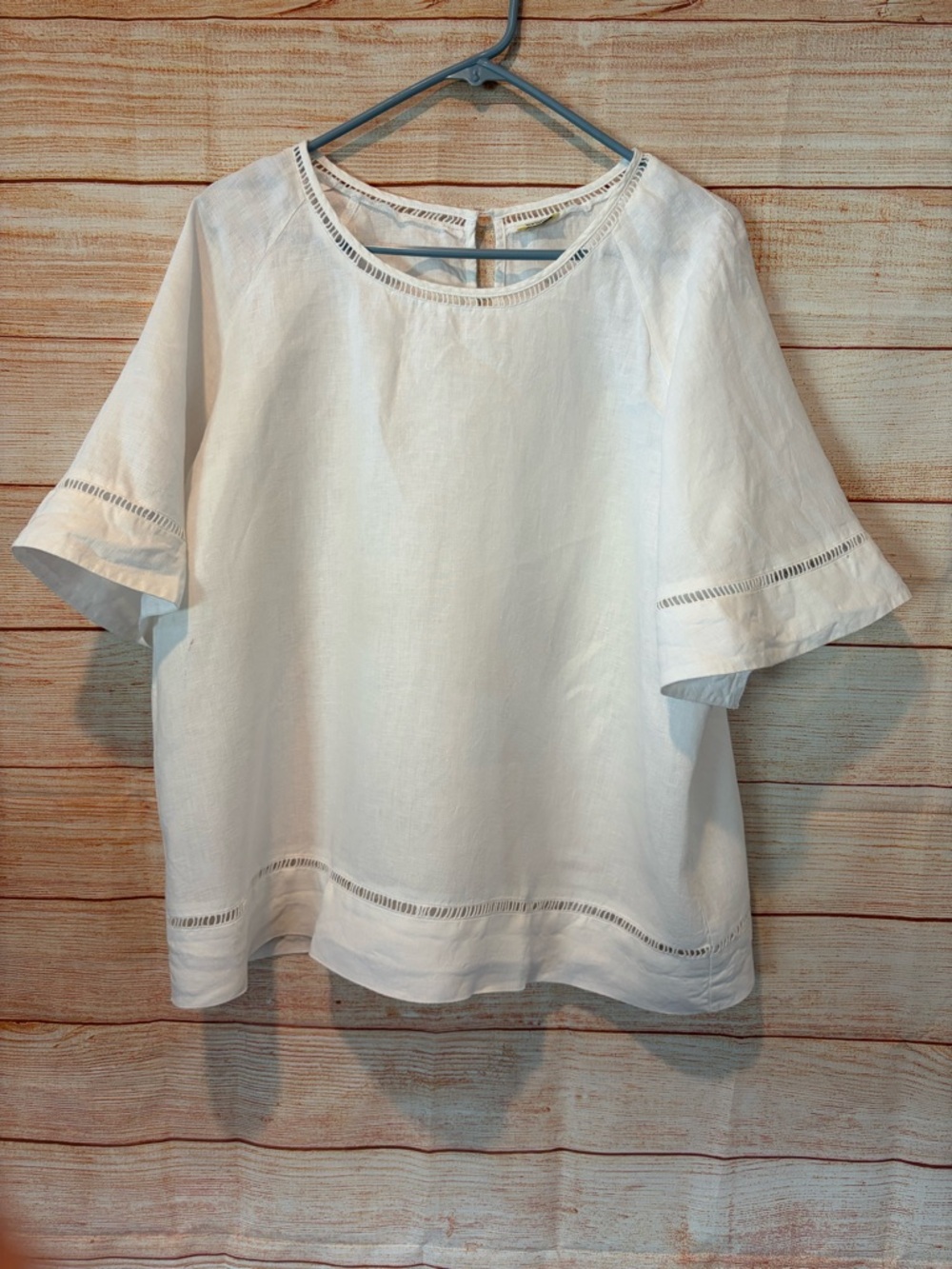 Women's White Linen Cutwork Tunic Top